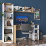 Work desk-library Lotek in walnut-white shade 120x45x161.8cm - Слика 2