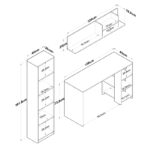 Work desk-library Lotek in walnut-white shade 120x45x161.8cm - Слика 6