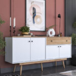 Buffet Satava pp in white-walnut color 180x45x87.60cm - Image 2