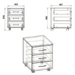 Wheeled chest of drawers Luke wenge 40x48.5x53.5cm - Слика 3