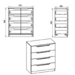Chest of 4 drawers Azenor white 72x38x83cm - Image 3