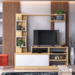 Entertainment unit Aiden sonoma-white 150x38.5x160cm - Слика 2