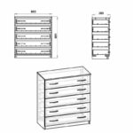 Penelope chest of 5 drawers sonoma 80.5x38x89cm - Слика 2