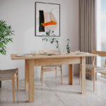 Dining table Quiin expandable melamine in oak color 120-174x70x73.5cm - Image 2