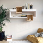 Wall Shelf Shellie in white-oak color 120x28x65cm - Image 2