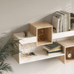 Wall Shelf Shellie in white-oak color 120x28x65cm - Image 4