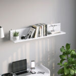 Wall shelf Drowel in white color 130x21.6x20cm - Image 2