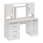 Keldra desk with drawers and cabinets in white color 140x59.8x142.2cm