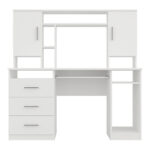 Keldra desk with drawers and cabinets in white color 140x59.8x142.2cm - Image 3