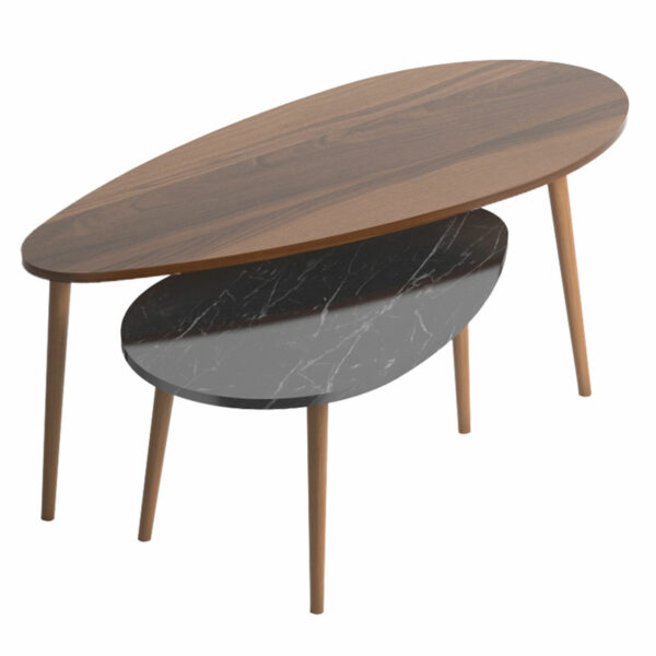 Coffee table Monty walnut-black marble 116x46x46cm