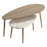 Coffee table Monty oak-beige marble 116x46x46cm