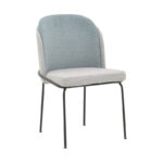 Стол Доре сива и светло сина мека ткаенина - црн метал 50x47.5x82 см