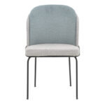 Chair Dore grey and light blue teddy fabric-black metal 50x47.5x82cm - Слика 4