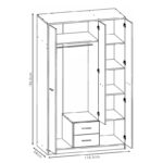 Wardrobe Serenity 3-leaf sonoma-white 118.5x54x196.5cm - Слика 3