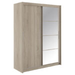 Wardrobe with 2 sliding doors Elodie with mirror sonoma 160x61x216cm