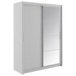 Wardrobe with 2 sliding doors Elodie with mirror white 160x61x216cm