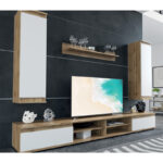 TV unit Sandro walnut-white 175x37x160cm - Image 2