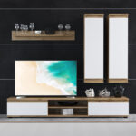 TV unit Sandro walnut-white 175x37x160cm - Image 3
