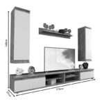 TV unit Sandro walnut-white 175x37x160cm - Image 4