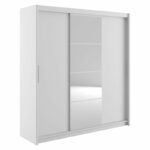 Wardrobe Elodie with 3 sliding doors with mirror in white 200x61x216cm