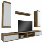 TV unit Sandro walnut-white 220x37x160cm