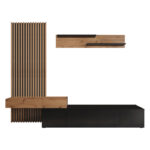 ТВ екран Литенде црна-сонома меламин 249,5x42x199,5 см