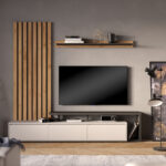 Claironse anthracite melamine living room set 225x37.6x210cm - Слика 2