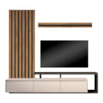 Claironse anthracite melamine living room set 225x37.6x210cm