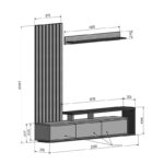 Claironse anthracite melamine living room set 225x37.6x210cm - Слика 3