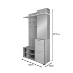 Entrance furniture Louisen with mirror oak-white melamine 125x40x217.5cm - Image 3