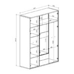 Rutenia melamine wardrobe in oak shade 155.7x54x203cm - Слика 3
