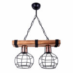 2-light ceiling light PWL-1033 E27 walnut-black 40x15x60cm - Слика 2