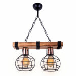 Таванска светилка со 2 светилки PWL-1033 E27 орев-црна 40x15x60 см