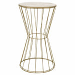 Side table Yava grey antique-golden D35x58cm