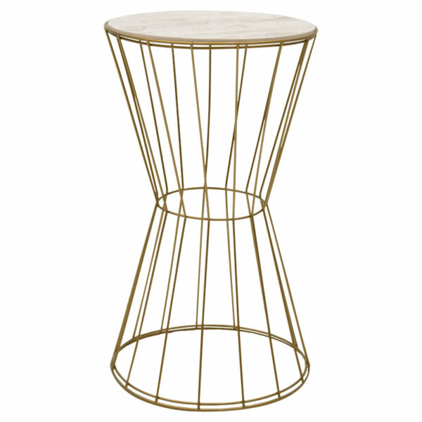 Side table Yava grey antique-golden D35x58cm