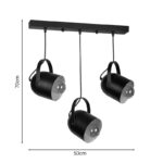 Three-light ceiling lamp Biole black 50x6x70cm - Слика 4