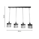 Four-light ceiling lamp Tigly black metal 80x20x60cm - Слика 4