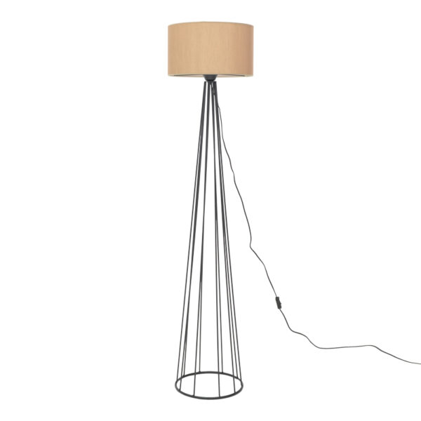 Floor lamp Florencia Ε27  beige fabric-black metal D40x125cm