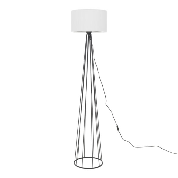 Floor lamp Florencia Ε27 white fabric-metal D40x125cm