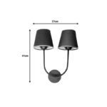 2-light wall lamp Miko E27 black-silver lampshade and black metal 27x13x41cm - Слика 2