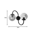 2-light wall lamp Verco E27 black metal D35x45cm - Image 2