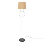 Floor lamp Klerdia E27 black metal and gold fabric lampshade 40x40x172cm