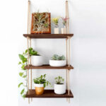 Wall set unit Windmill solid pine wood walnut-natural 40x14x90cm - Image 2