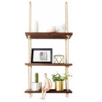 Wall set unit Windmill solid pine wood walnut-natural 40x14x90cm