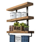 Wall set unit Suny solid pine wood walnut-black 75x9x68cm