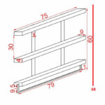 Wall set unit Suny solid pine wood walnut-black 75x9x68cm - Image 3