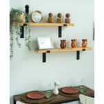 Wall set unit Gravity solid pine wood walnut-natural 75x14x16.5cm - Слика 2