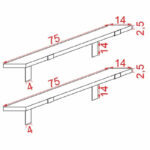 Wall set unit Gravity solid pine wood walnut-natural 75x14x16.5cm - Слика 4