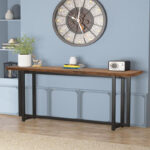 Console Dice solid pine wood walnut-black 150x30x90cm - Image 2