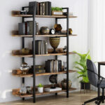 Bookcase Almond walnut-black 119x27x185cm - Слика 2